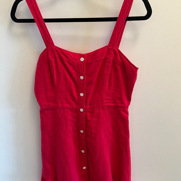 Red Button Down Mini Dress - Picture 8 of 8